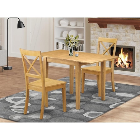 East West Furniture 3 Piece Norden Modern Dining Table Set - Oak NDBO3-OAK-W